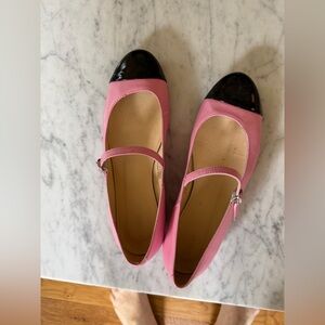 ALOHAS Pink and Black Mary Jane Flats